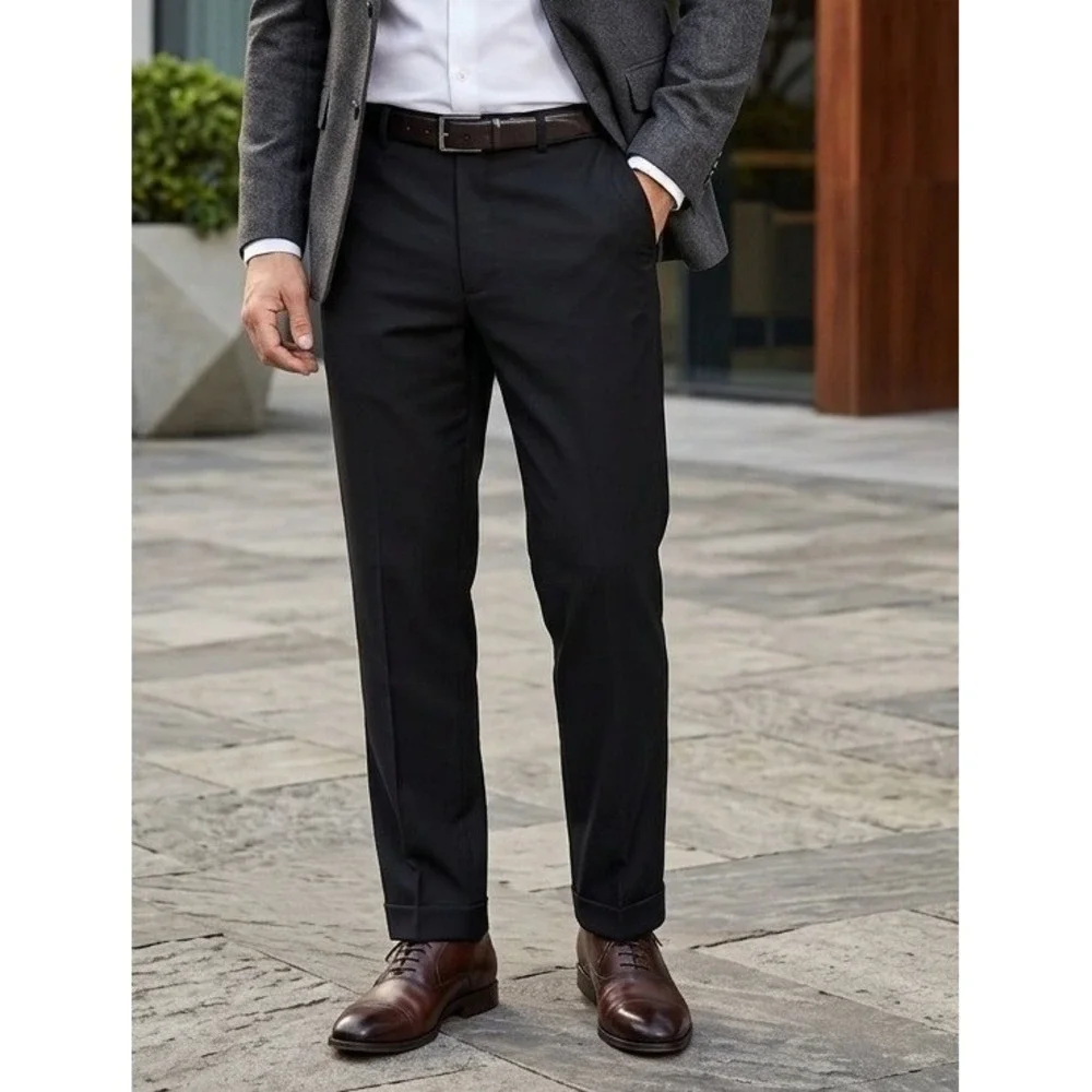 Pura Lana Italy Black 100% Wool Tuxedo Pants Mens 40L Satin Stripe TX-701 Formal